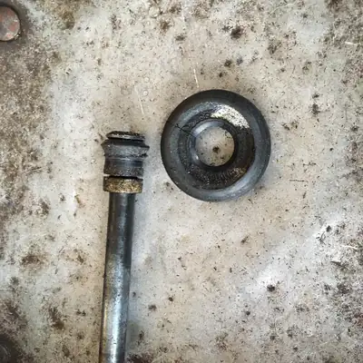 Broken roller stem and wheel